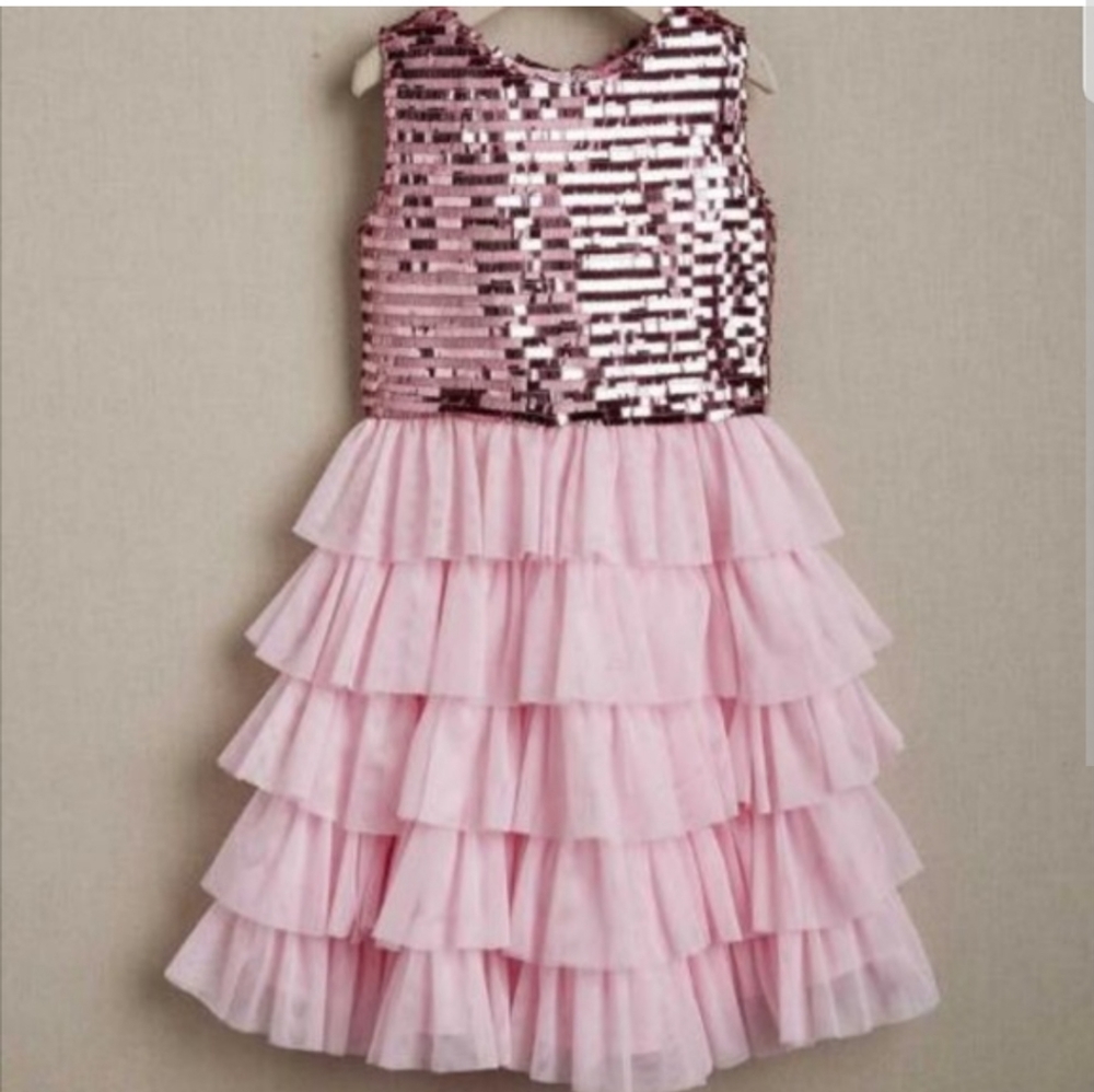 Chasing fireflies pink sequin ruffle dress 8 - Picture 2 of 5